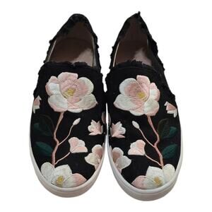 Kate Spade Leonie Ruffled Canvas Sneakers Embroidered Floral 7‎ MSRP $150